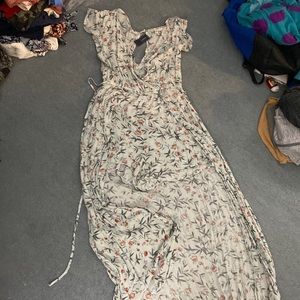 Light blue with flowers rompers with cape